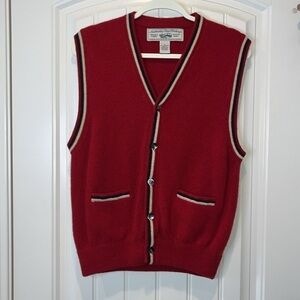 Retro preppy vintage GAP red sweater vest lamsbwool academic collegiate medium